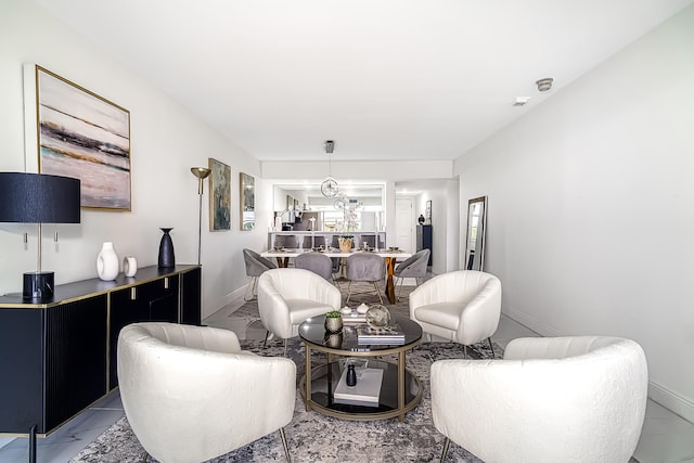 view of tiled living room