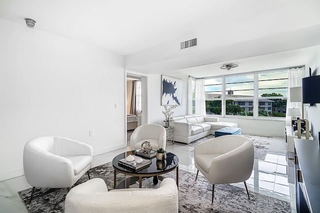 view of tiled living room