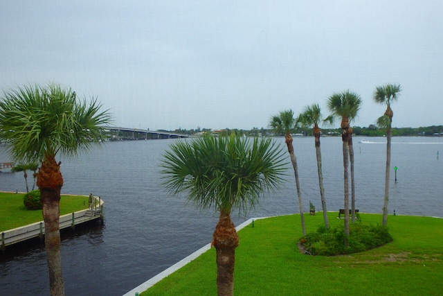 property view of water with a boat dock