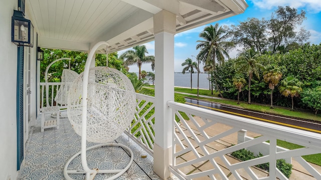 balcony with a water view