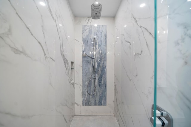 interior details with a marble finish shower