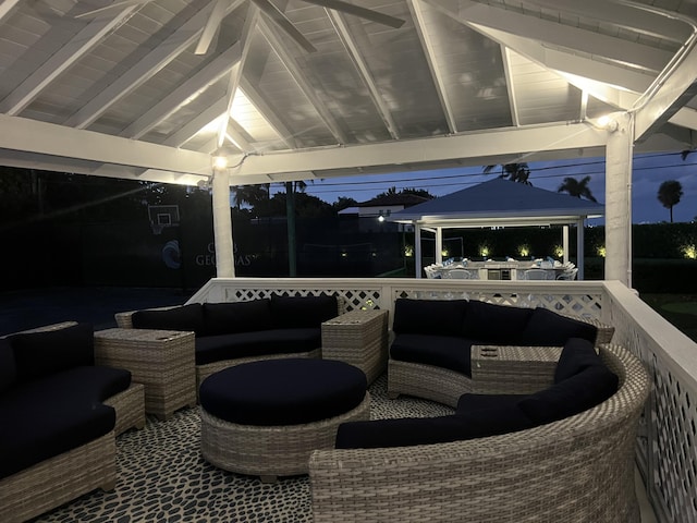 view of patio / terrace with a gazebo and an outdoor hangout area