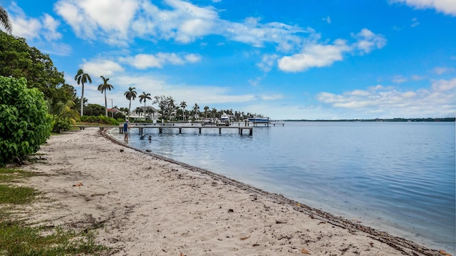 dock area featuring a water view