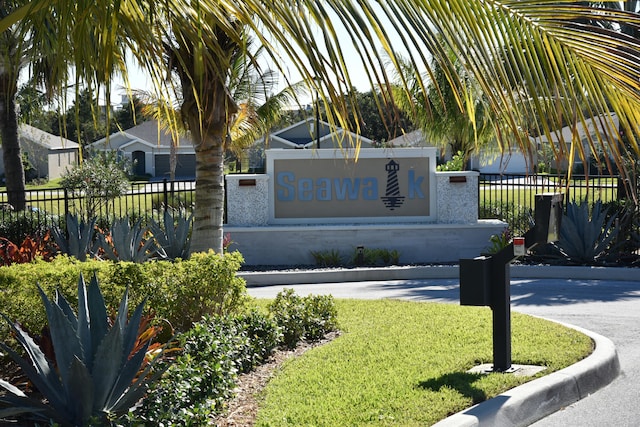 view of community sign