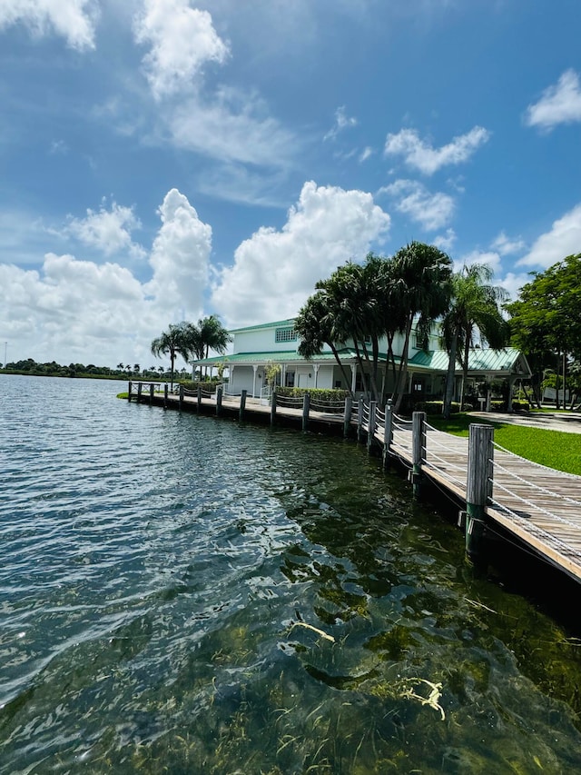 view of dock featuring a water view