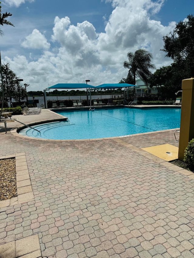 view of pool featuring a patio area