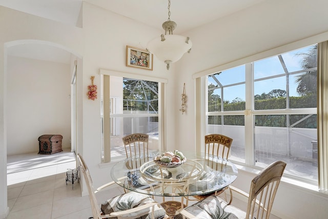 view of tiled dining area