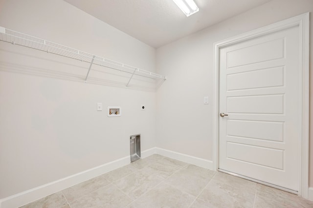 laundry room featuring hookup for a washing machine, light tile patterned floors, and hookup for an electric dryer