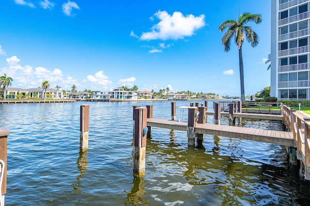 view of dock featuring a water view