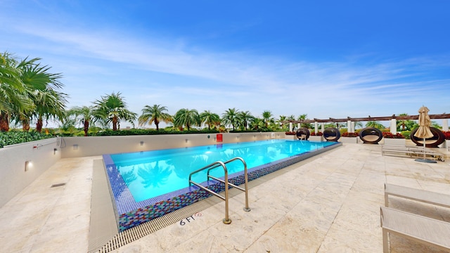 view of swimming pool with a patio area