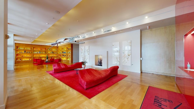 living room with wood-type flooring