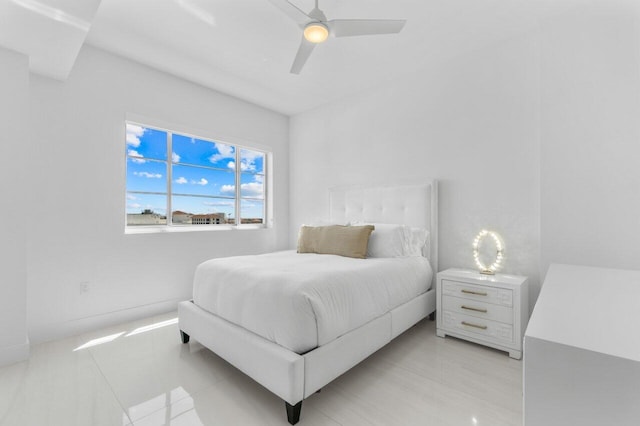 bedroom featuring ceiling fan