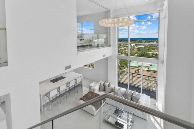 living area featuring visible vents