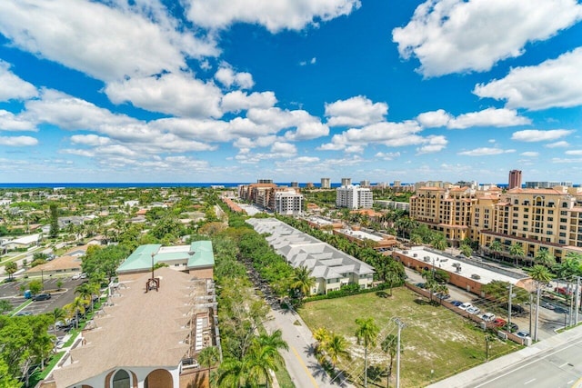 aerial view with a city view