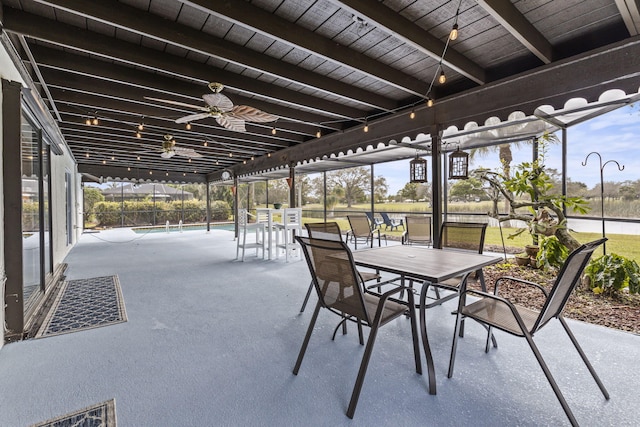 view of patio / terrace featuring ceiling fan