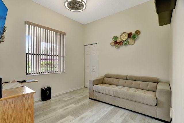 living room with light hardwood / wood-style floors