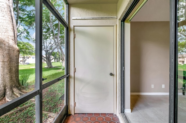 view of unfurnished sunroom