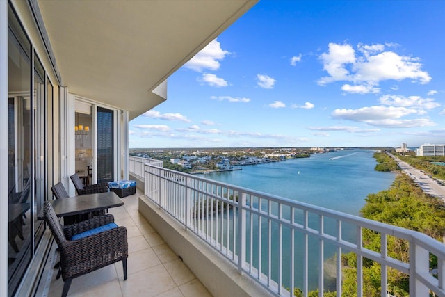 balcony with a water view