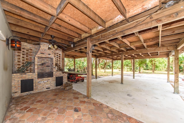 view of patio featuring ceiling fan