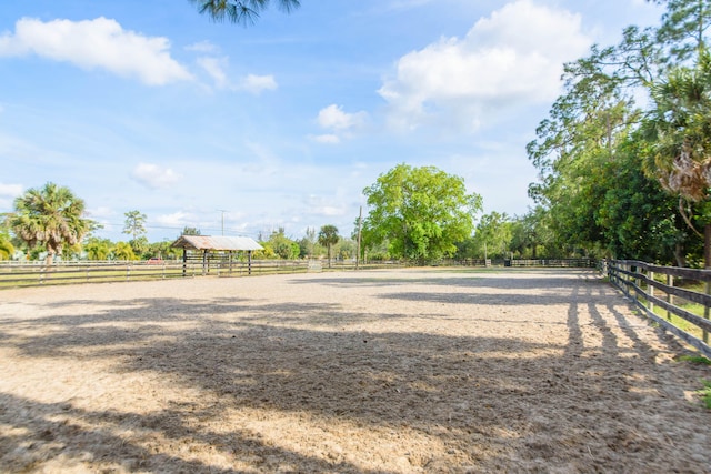 view of street with a rural view