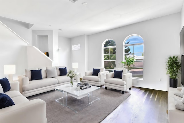 living room featuring hardwood / wood-style flooring