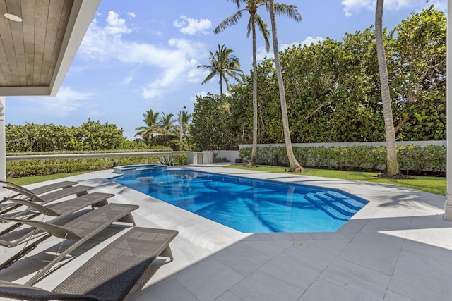 view of pool featuring a patio area