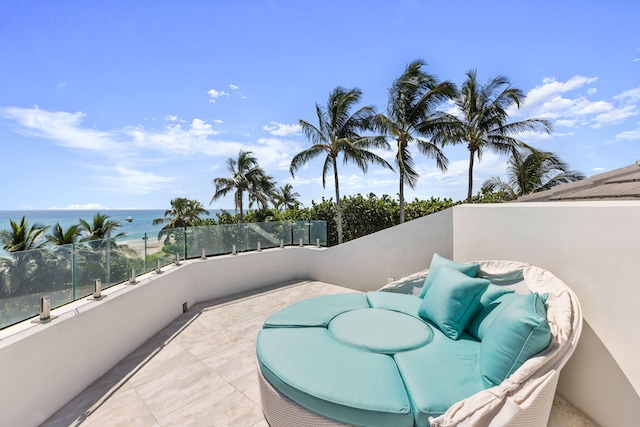 view of patio featuring a water view