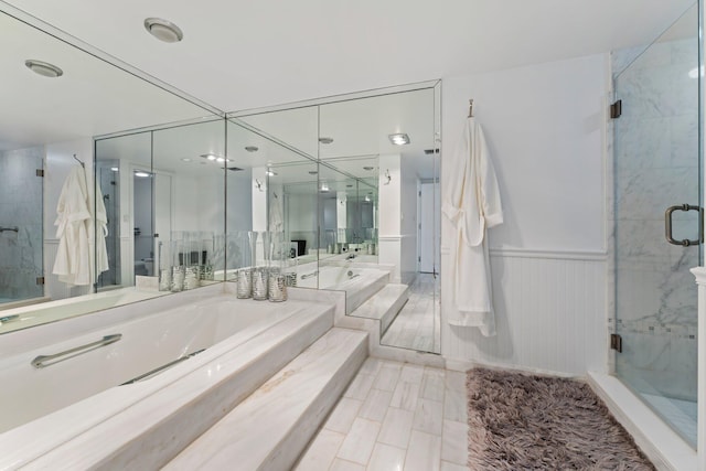 100 Lakeshore Dr Unit 457, North Palm Beach, FL 33408 - full bath featuring a marble finish shower, a bath, and vanity