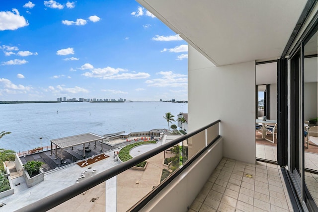 balcony with a water view