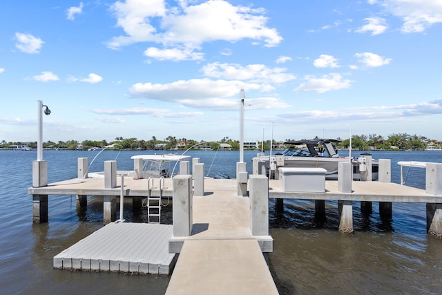 dock area featuring a water view