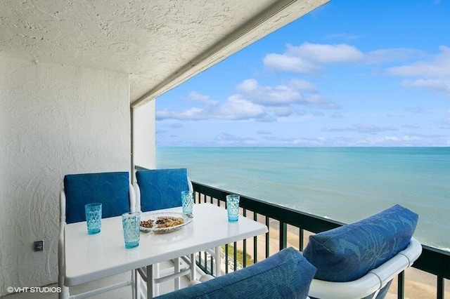 balcony with a water view