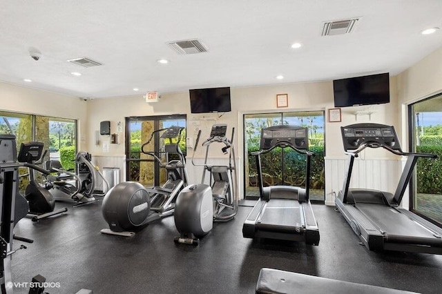 workout area with a wealth of natural light