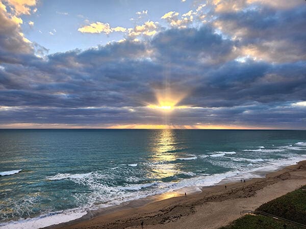 property view of water with a beach view