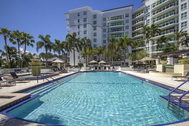 view of pool with a gazebo and a patio area