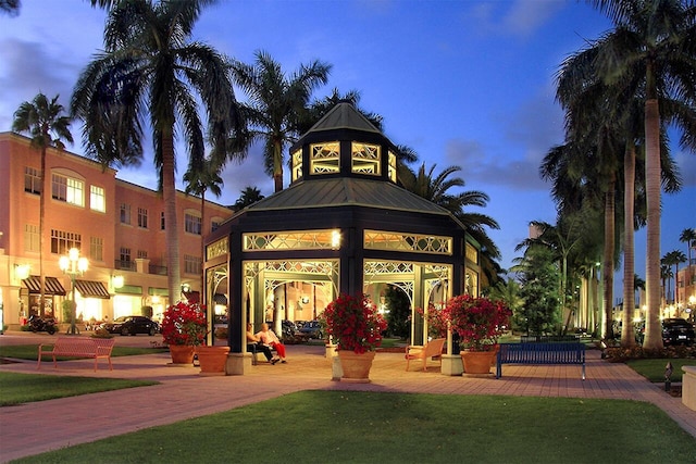 surrounding community featuring a gazebo and a yard