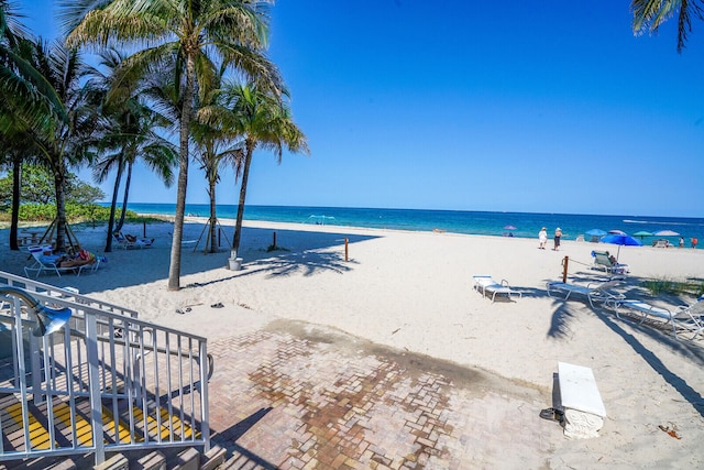 property view of water featuring a view of the beach