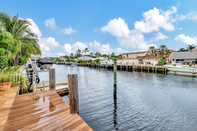 dock area with a water view