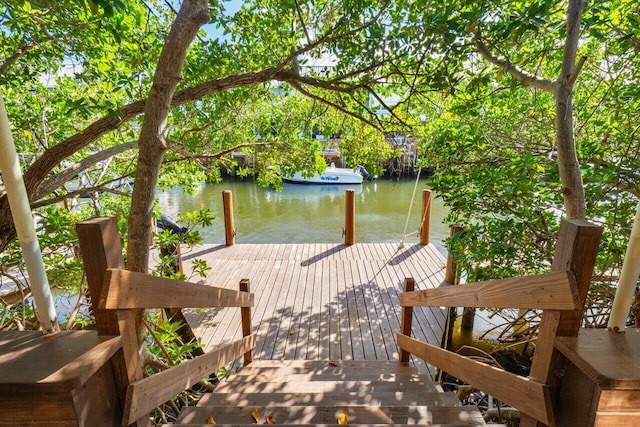 view of dock featuring a water view