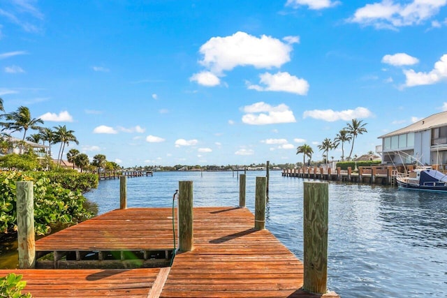 view of dock featuring a water view