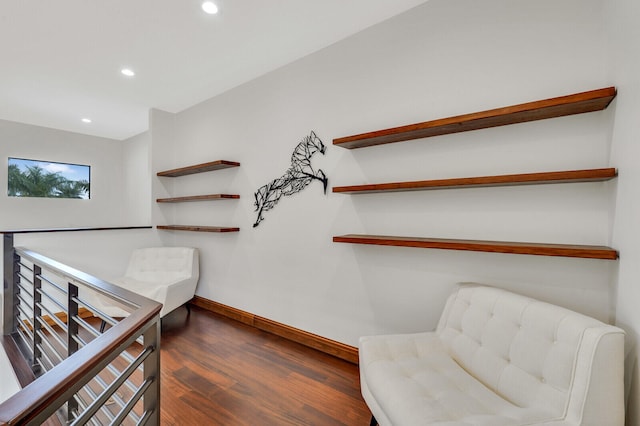 living area featuring dark hardwood / wood-style flooring