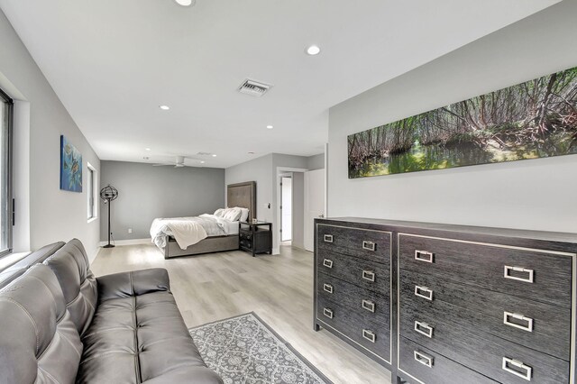 bedroom with light wood-type flooring