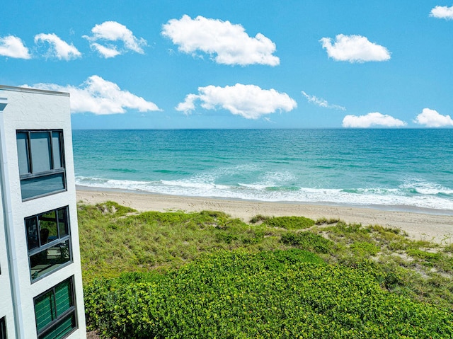 view of water feature with a view of the beach