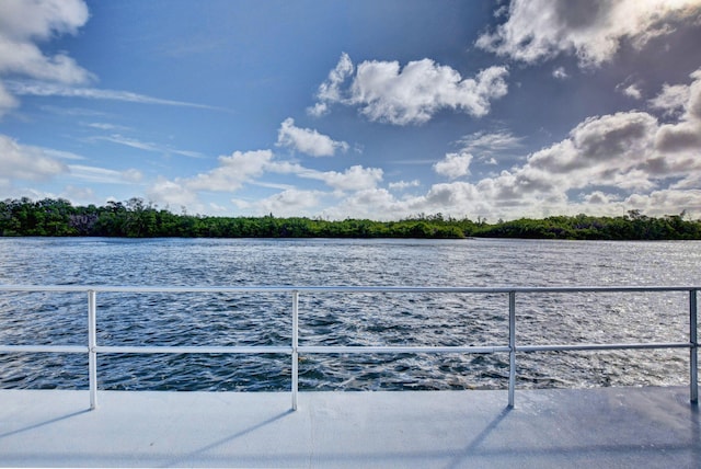 exterior space featuring a water view