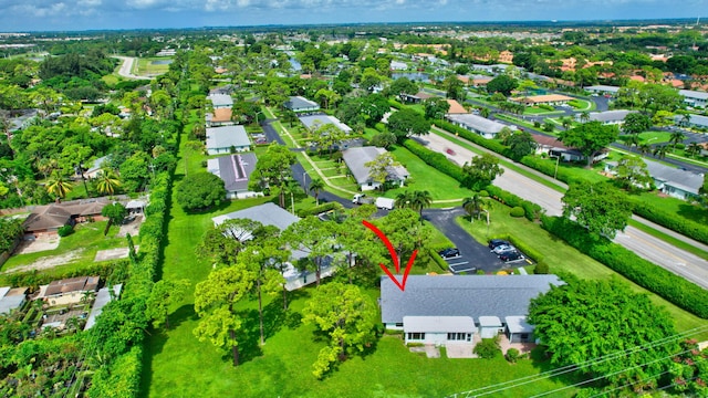 drone / aerial view with a residential view