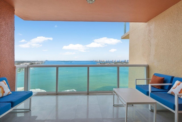 balcony with a water view