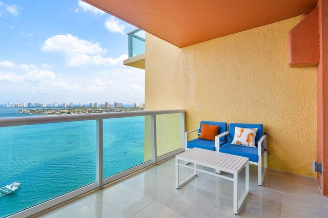 balcony with a water view