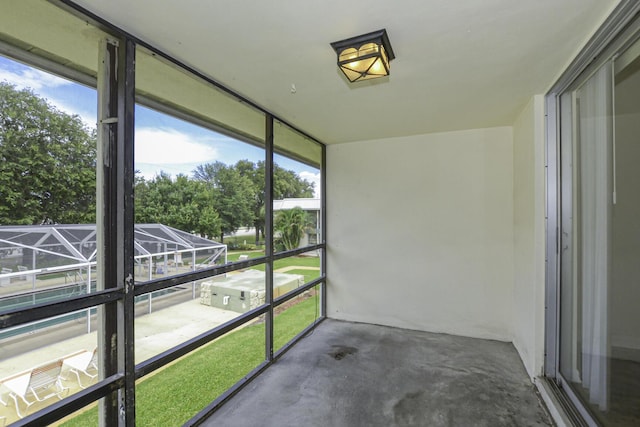 view of unfurnished sunroom