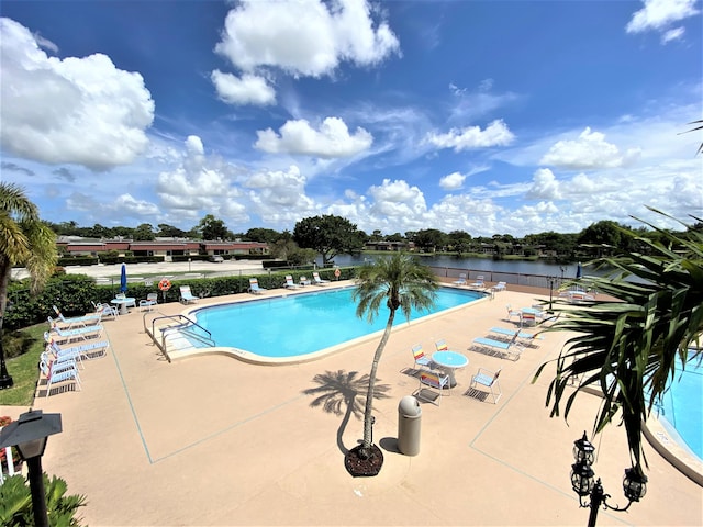 view of pool featuring a patio area