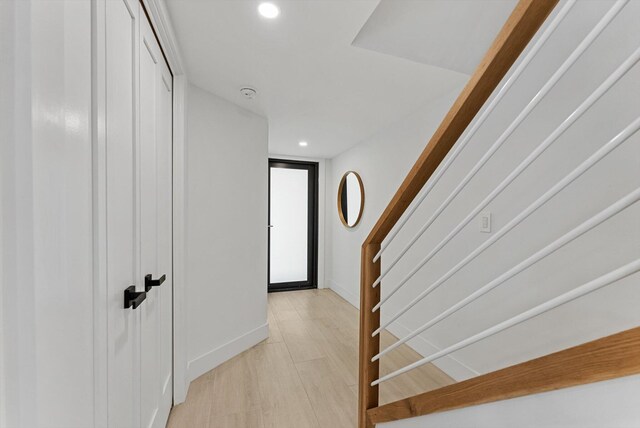 hall featuring light wood-type flooring