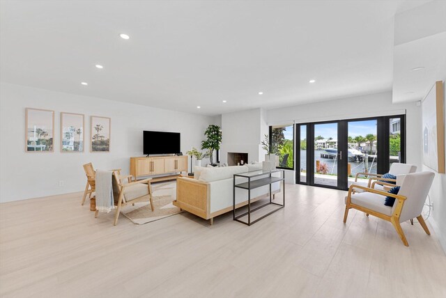 living room with light wood-type flooring